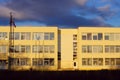 Yellow building school and blue sky Royalty Free Stock Photo