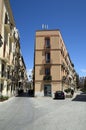 Yellow building between two streets in Trapani,Sicily Royalty Free Stock Photo