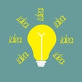 Yellow bulb with ray of light. Idea concept