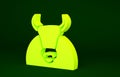 Yellow Bull icon isolated on green background. Spanish fighting bull. Minimalism concept. 3d illustration 3D render