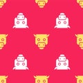 Yellow Bull market icon isolated seamless pattern on red background. Financial and stock investment market concept