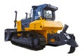 Yellow Bulldozer excavator, isolated on white background with clipping path Royalty Free Stock Photo