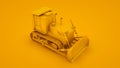 Yellow bulldozer. Minimal idea concept. 3d illustration Royalty Free Stock Photo