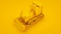 Yellow bulldozer. Minimal idea concept. 3d illustration Royalty Free Stock Photo