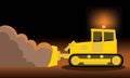 Yellow bulldozer pushing dirt