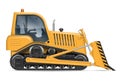 Yellow bulldozer vector illustration on white