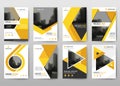 Yellow bundle annual report brochure flyer design template vector, Leaflet cover presentation abstract flat background,