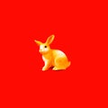 Yellow bunny on a red background. Conceptual banner idea.