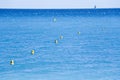 Yellow buoys to delimit the area intended for bathing Royalty Free Stock Photo