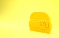 Yellow Burger icon isolated on yellow background. Hamburger icon. Cheeseburger sandwich sign. Fast food menu. Minimalism