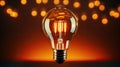 Yellow burning bright incandescent light bulb, concept Royalty Free Stock Photo