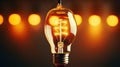 Yellow burning bright incandescent light bulb Royalty Free Stock Photo