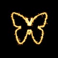 Yellow Burning Flames Effect on Butterfly outline