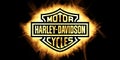Yellow Burning Flames Effect on Harley Davidson Logo against black background