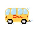 yellow bus clipart, school bus vector hand drawn illustration Royalty Free Stock Photo