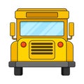 Yellow Bus Of Front Projection With Mirrors And Black Bumper