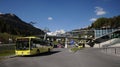Yellow bus in St. Anton Royalty Free Stock Photo