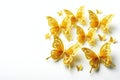 Yellow butterflies made of paper on a white background. Space for text. Royalty Free Stock Photo