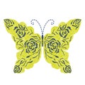 Yellow butterfly embroidery artwork design for clothing