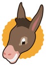 Funny donkey face with big smile inside button, Vector illustration Royalty Free Stock Photo