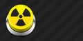Yellow button with radiation sign on a grunge black industrial background. Hazarad alert button vector illustration Royalty Free Stock Photo