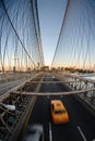 Yellow cab on Brooklyn bridge Royalty Free Stock Photo