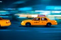 Yellow cab at the crossroads. Royalty Free Stock Photo