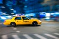 Yellow cab at the crossroads. Royalty Free Stock Photo