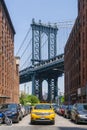 Yellow cab in Dumbo of New York City