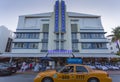 Yellow Cab on Ocean Drive, South Beach, Miami Beach, Miami Royalty Free Stock Photo