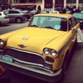 Yellow cab on the streets of Vienna, Austria.