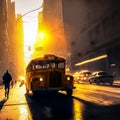 Yellow cab, taxicab riding fast in New York Royalty Free Stock Photo