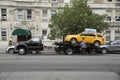 Yellow cab on a tow truck New York USA Royalty Free Stock Photo