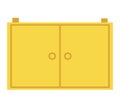 Yellow cabinet cartoon style. Simple furniture illustration, interior element. Child room wooden cabinet design vector