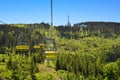 Yellow cable car on skrzyczne mountain in poland Royalty Free Stock Photo