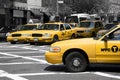 Yellow cabs in a monochrome world