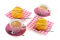 Yellow cakes and coffee Royalty Free Stock Photo