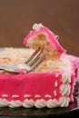 Yellow cakes with pink frosting Royalty Free Stock Photo