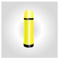 A yellow camp thermos with a closed lid.