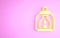 Yellow Camping lantern icon isolated on pink background. Minimalism concept. 3d illustration 3D render