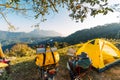 Yellow camping on the mountain