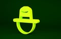 Yellow Canadian ranger hat uniform icon isolated on green background. Minimalism concept. 3d illustration 3D render