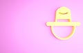 Yellow Canadian ranger hat uniform icon isolated on pink background. Minimalism concept. 3d illustration 3D render