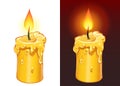 Yellow candle burning Royalty Free Stock Photo