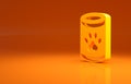 Yellow Canned food icon isolated on orange background. Food for animals. Pet food can. Minimalism concept. 3d