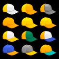 Yellow Cap, Vector Variety of color Combinations caps Template