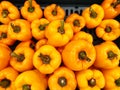 Yellow capsicums for sell in a local fresh market