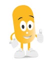 Yellow capsule characters with shadows. Cute happy smiling pill Royalty Free Stock Photo