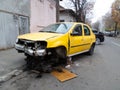 Yellow car accident - car accident Royalty Free Stock Photo