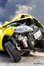 Yellow car accident Royalty Free Stock Photo